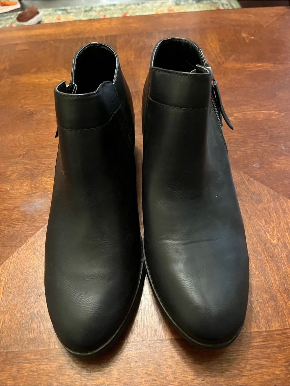Time and Tru Black Ankle Booties with Side Zip